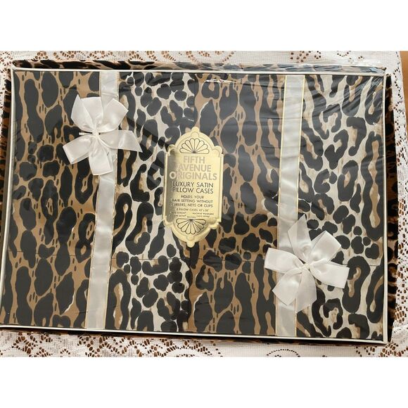 Fifth Avenue Originals Cheetah Pillow Cases Vintage Satin Animal Leopard Print - Picture 1 of 5